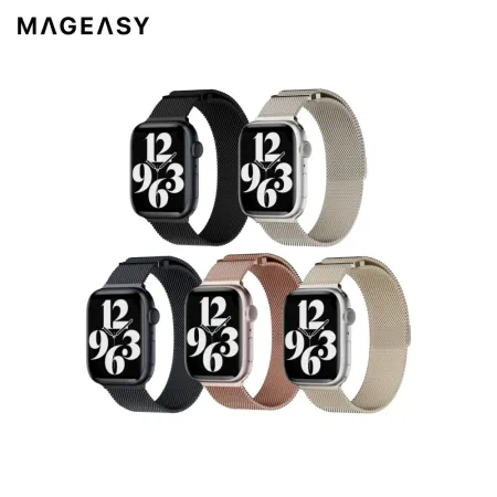 MAGEASY Milanese Apple Watch 米蘭不鏽鋼透氣磁扣錶環磁吸錶帶✿80D024